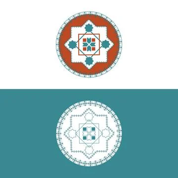 Arabic pattern abstract icon set, Rounded symbol set. Stock Illustration