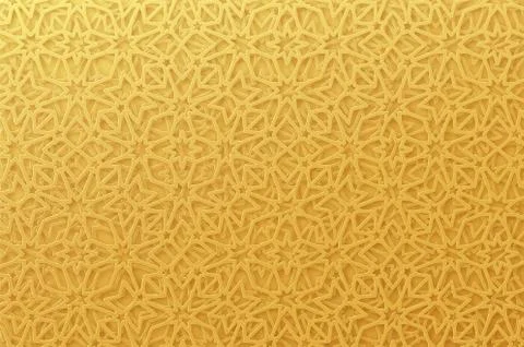 Arabic pattern background. Islamic gold ornament vector. Geometric 3d shape.  스톡 일러스트