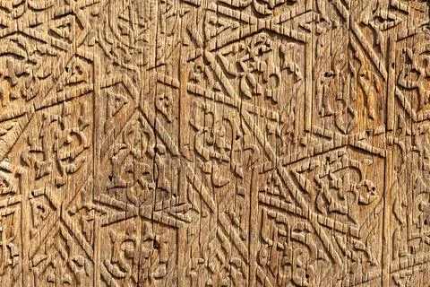 Arabic pattern,  background texture of an old wooden wall Stock Photos