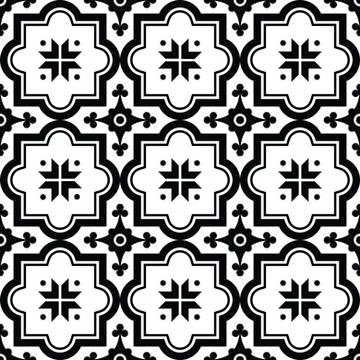 Arabic pattern, Moroccan black tiles design Stock Illustration