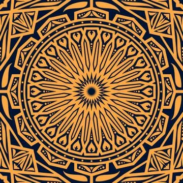 Arabic pattern with round floral ornament イラスト素材