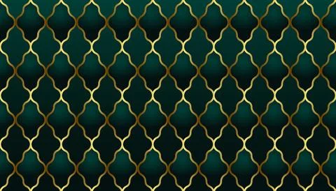 Arabic pattern seamless background. Geometric Muslim ornament elegant green.. 스톡 일러스트
