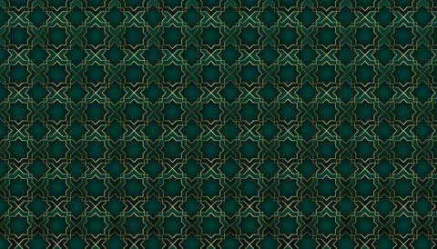 Arabic pattern seamless background. Geometric Muslim ornament elegant green.. 스톡 일러스트