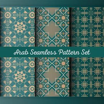 Arabic patterns set design and wallpaper ornament. arab seamless pattern set. Stockillustratie