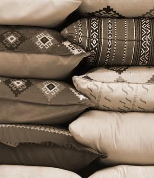 Arabic Pillows texture with Ornament Pattern. Sepia Style Stock-Fotos