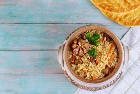Arabic rice with vegetable and beef. Stock Photos