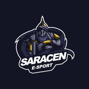 Arabic saracen knight e-sport gaming mascot logo template Stock Illustration
