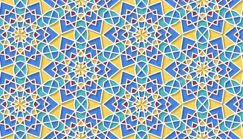 Arabic seamless girih pattern with classic islamic culture ornament. Colorful Illustrazione stock