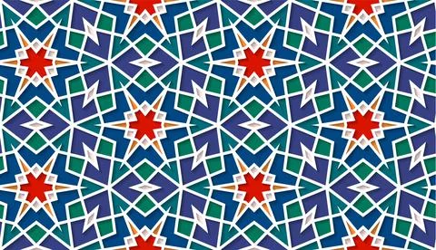 Arabic seamless girih pattern with classic islamic culture ornament. Colorful Illustrazione stock