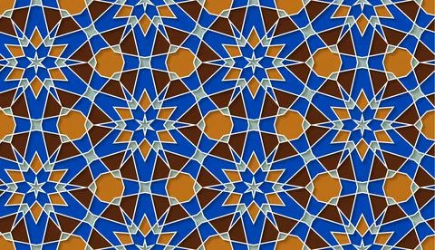 Arabic seamless girih pattern with classic islamic culture ornament. Colorful Illustrazione stock
