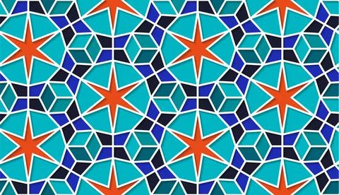 Arabic seamless girih pattern with classic islamic culture ornament. Colorful Illustrazione stock