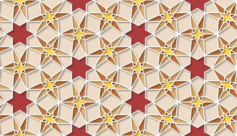 Arabic seamless girih pattern with classic islamic culture ornament. Colorful Stock Illustration