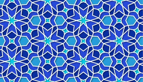 Arabic seamless girih pattern with classic islamic culture ornament. Colorful Illustrazione stock