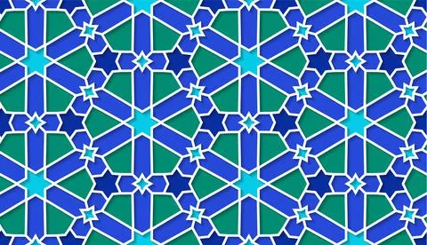 Arabic seamless girih pattern with classic islamic culture ornament. Colorful Illustrazione stock