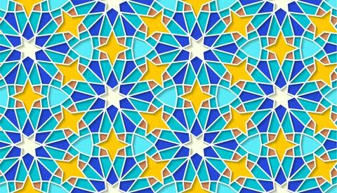 Arabic seamless girih pattern with classic islamic culture ornament. Colorful Illustrazione stock