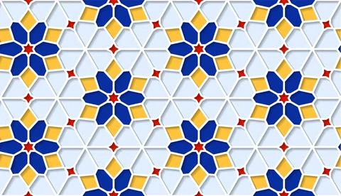 Arabic seamless girih pattern with classic islamic culture ornament. Colorful Illustrazione stock