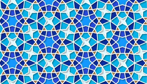 Arabic seamless girih pattern with classic islamic culture ornament. Colorful Stock Illustration