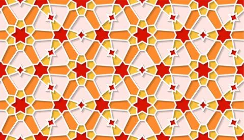 Arabic seamless girih pattern with classic islamic culture ornament. Colorful Illustrazione stock