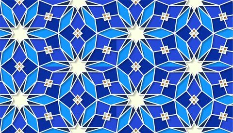 Arabic seamless girih pattern with classic islamic culture ornament. Colorful Illustrazione stock
