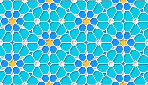 Arabic seamless girih pattern with classic islamic culture ornament. Colorful Illustrazione stock
