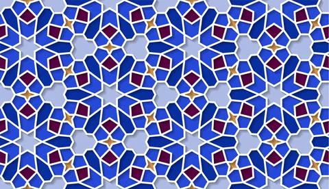 Arabic seamless girih pattern with classic islamic culture ornament. Colorful Illustrazione stock
