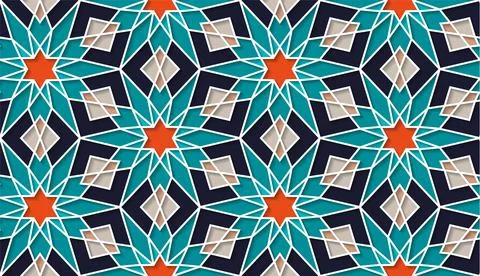 Arabic seamless girih pattern with classic islamic culture ornament. Colorful Illustrazione stock