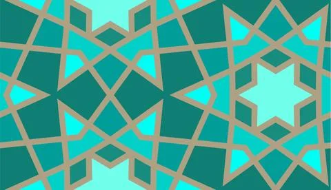 Arabic seamless girih pattern with classic islamic culture ornament. Colorful Illustrazione stock