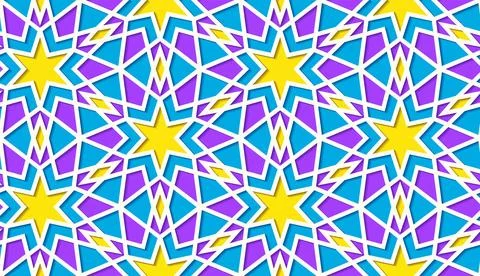 Arabic seamless girih pattern with classic islamic culture ornament. Colorful Illustrazione stock