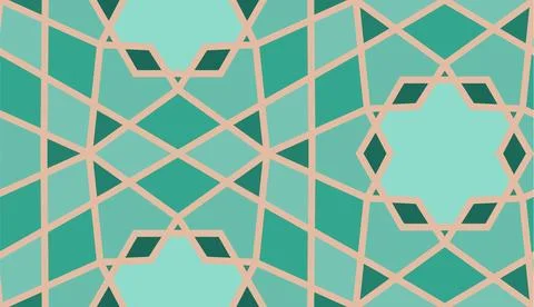 Arabic seamless girih pattern with classic islamic culture ornament. Colorful Stock Illustration