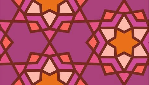 Arabic seamless girih pattern with classic islamic culture ornament. Colorful Stock Illustration