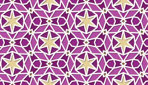 Arabic seamless girih pattern with classic islamic culture ornament. Colorful Illustrazione stock
