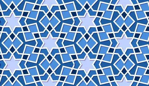 Arabic seamless girih pattern with classic islamic culture ornament. Colorful Illustrazione stock