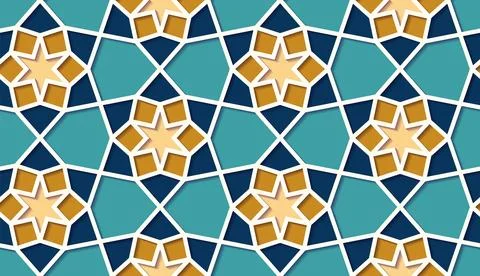 Arabic seamless girih pattern with classic islamic culture ornament. Colorful Stock Illustration