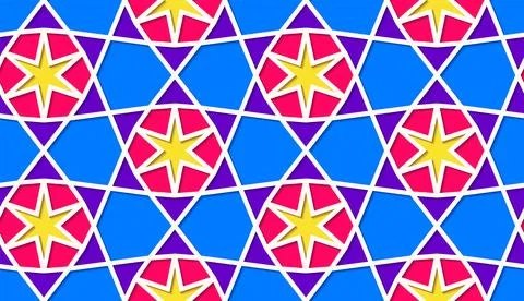 Arabic seamless girih pattern with classic islamic culture ornament. Colorful Illustrazione stock