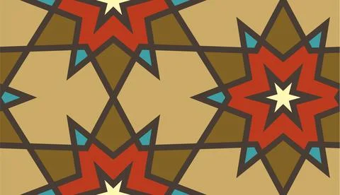 Arabic seamless girih pattern with classic islamic culture ornament. Colorful Stock Illustration