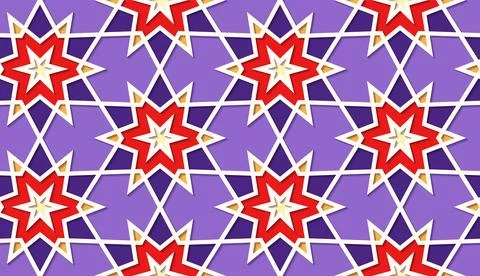 Arabic seamless girih pattern with classic islamic culture ornament. Colorful Illustrazione stock