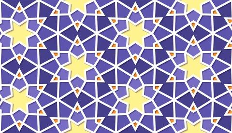 Arabic seamless girih pattern with classic islamic culture ornament. Colorful Illustrazione stock