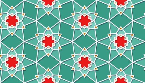 Arabic seamless girih pattern with classic islamic culture ornament. Colorful Stock Illustration