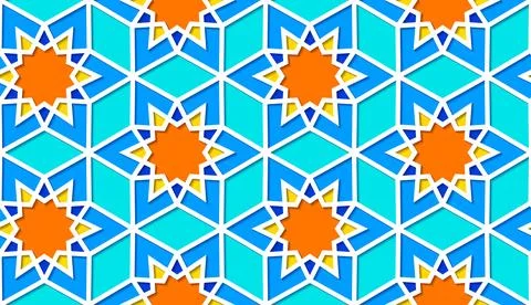 Arabic seamless girih pattern with classic islamic culture ornament. Colorful Illustrazione stock
