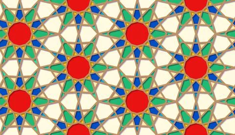 Arabic seamless girih pattern with classic islamic culture ornament. Colorful Illustrazione stock