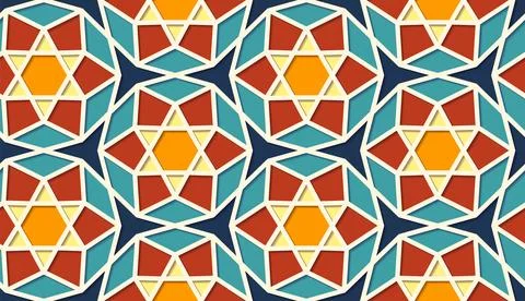 Arabic seamless girih pattern with classic islamic culture ornament. Colorful Illustrazione stock