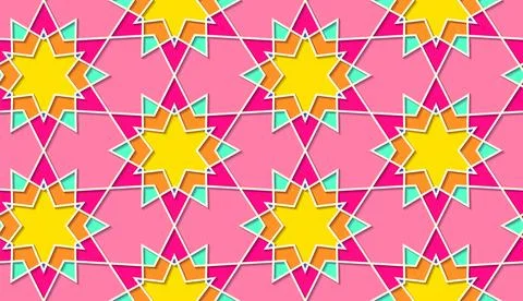 Arabic seamless girih pattern with classic islamic culture ornament. Colorful Illustrazione stock