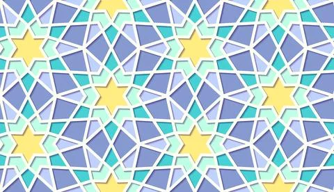 Arabic seamless girih pattern with classic islamic culture ornament. Colorful Illustrazione stock