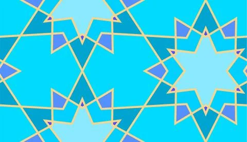 Arabic seamless girih pattern with classic islamic culture ornament. Colorful Stock Illustration