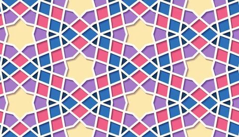 Arabic seamless girih pattern with classic islamic culture ornament. Colorful Stockillustratie