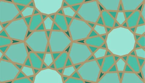 Arabic seamless girih pattern with classic islamic culture ornament. Colorful Illustrazione stock
