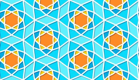 Arabic seamless girih pattern with classic islamic culture ornament. Colorful Illustrazione stock