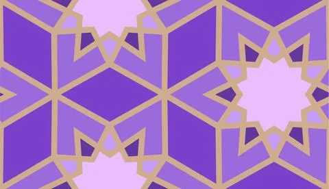 Arabic seamless girih pattern with classic islamic culture ornament. Colorful Stock Illustration