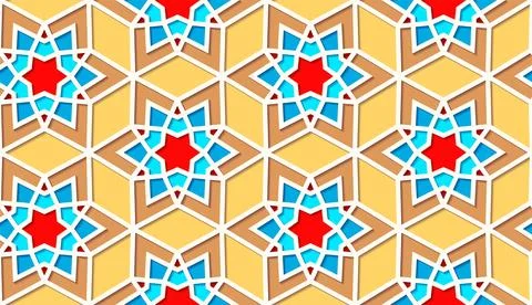 Arabic seamless girih pattern with classic islamic culture ornament. Colorful Illustrazione stock