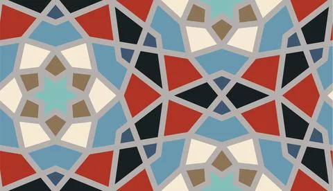 Arabic seamless girih pattern with classic islamic culture ornament. Colorful Stock Illustration